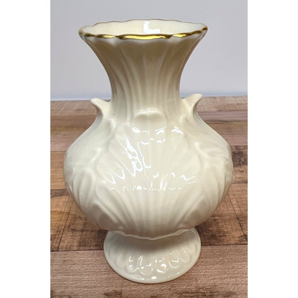Lenox Cream Porcelain Vase With Gold Trim